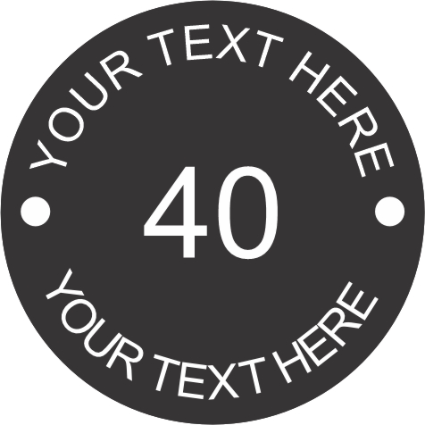 Black With White Text Screw Fixing Table Numbers 40mm
